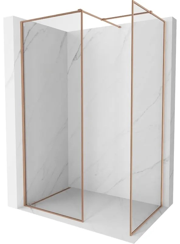 Mexen Kioto-F ścianka prysznicowa Walk-in z ramką 155 x 110 cm, transparent 8 mm, miedź szczotkowana - 800-155-202-04-65-110