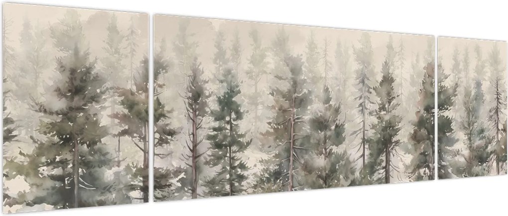Obraz - Pine forest I., aquarel (170x50 cm)
