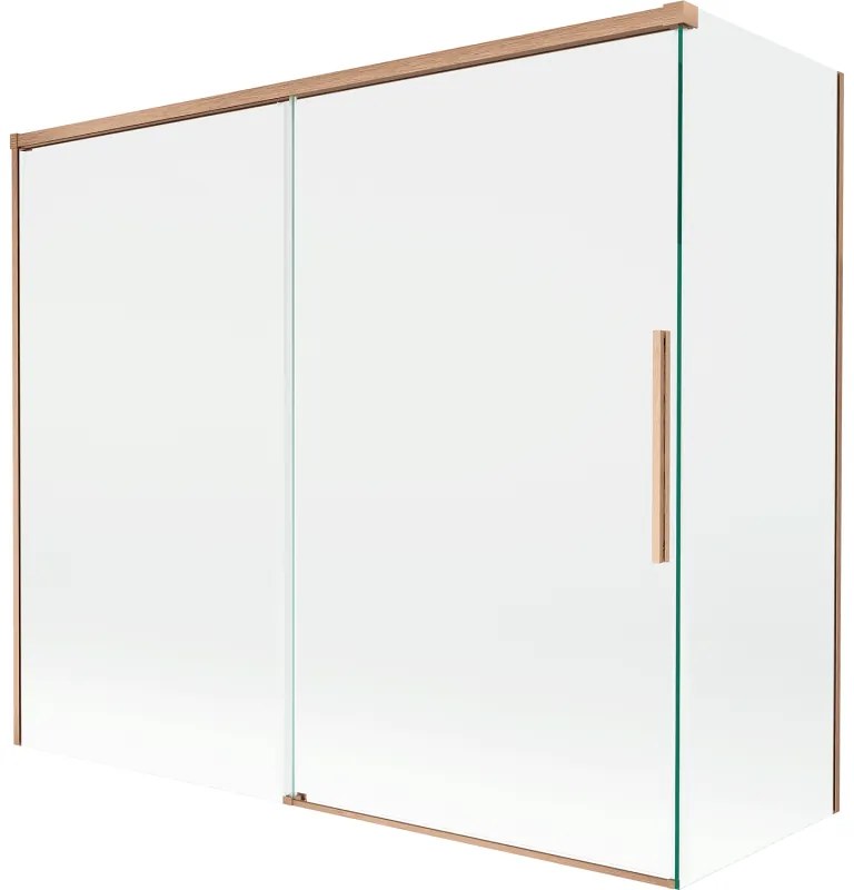 Mexen Rox parawan nawannowy 2-skrzydłowy rozsuwany 180 + 80 x 150 cm, transparent, miedż szczotkowana - 8C9-180-080-65-00
