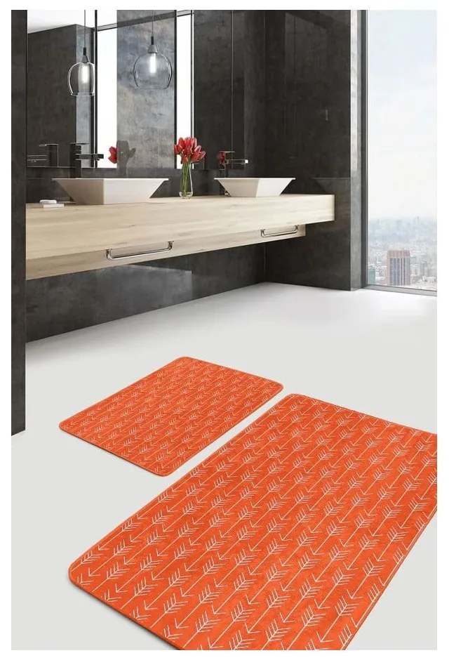 Aksamitne dywaniki łazienkowe w kolorze terakoty zestaw 2 szt. 60x100 cm – Mila Home