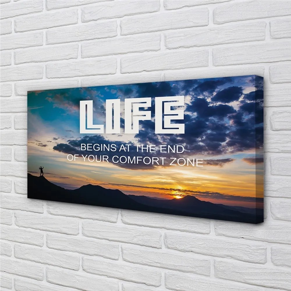 Duży obraz na płótnie Napis o Zachodzie Słońca