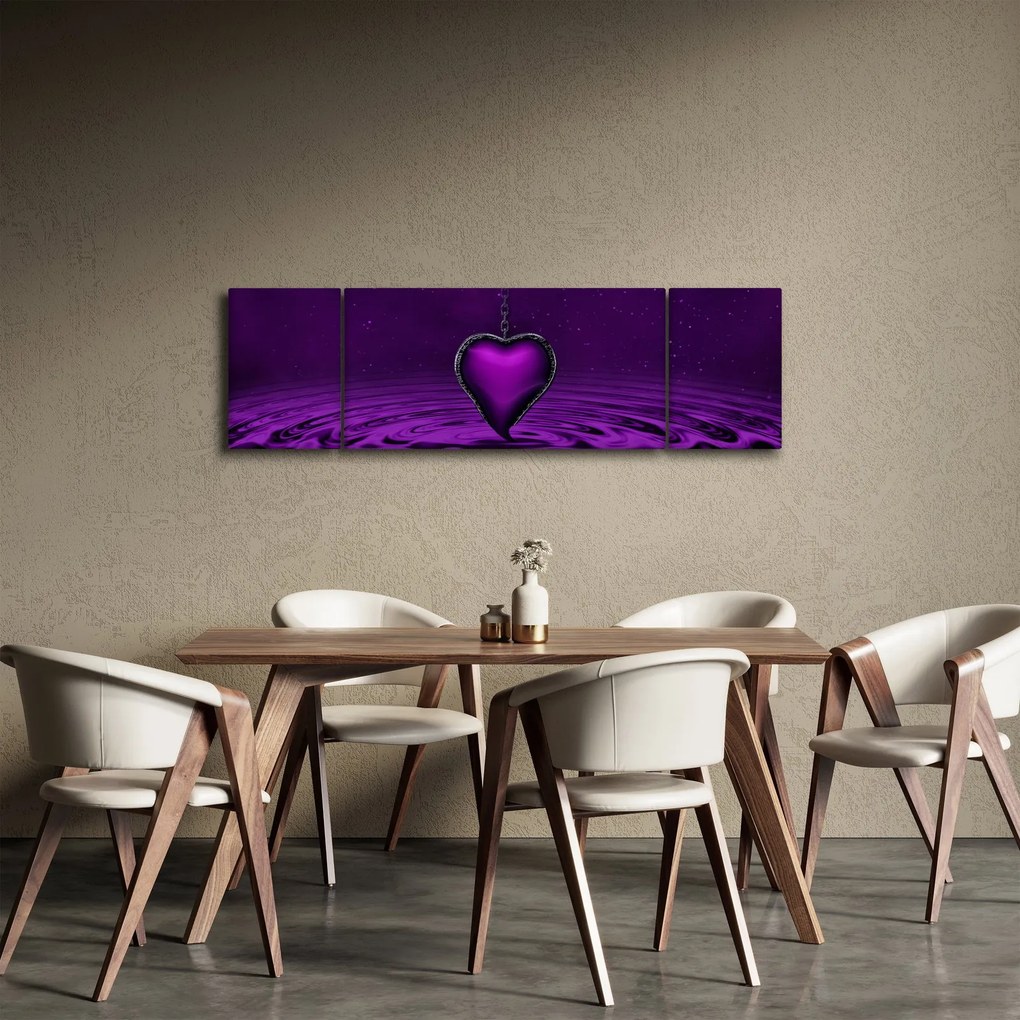 Obraz fioletowego serca (170x50 cm)