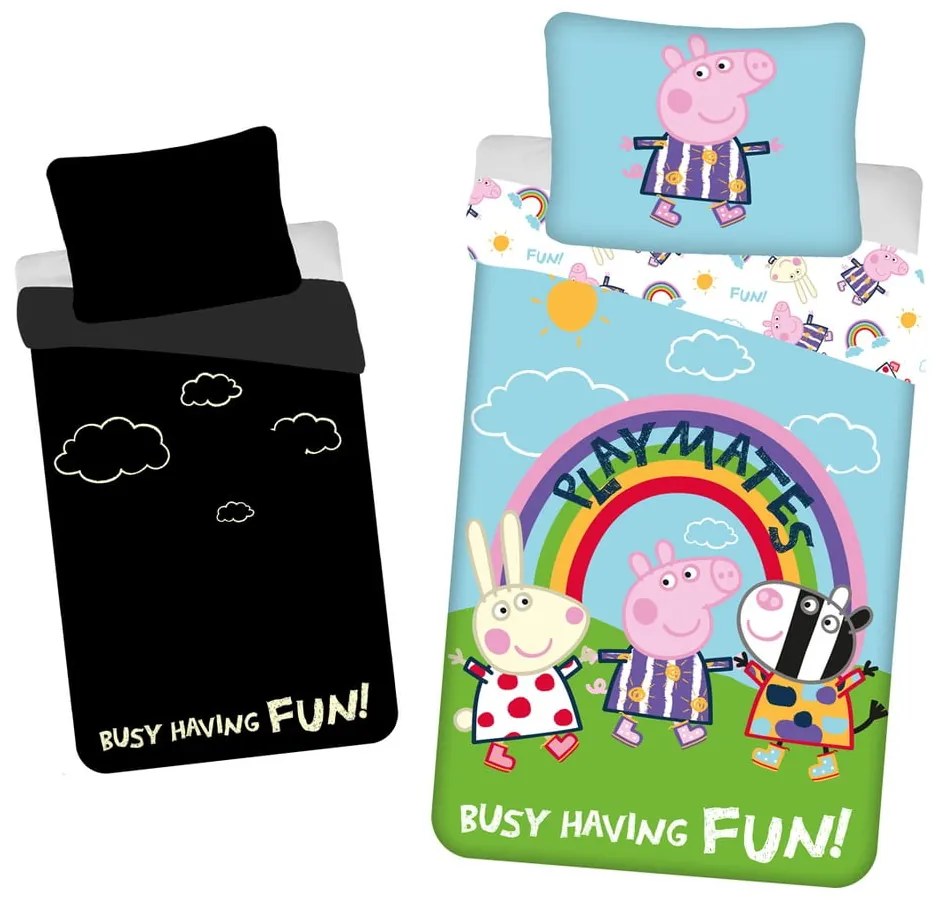 Bawełniana fluorescencyjna pościel dziecięca jednoosobowa 140x200 cm Peppa Pig – Jerry Fabrics