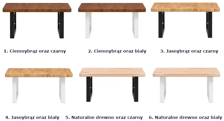 Naturalne drewno półka czarne uchwyty 50x50 - Bafo