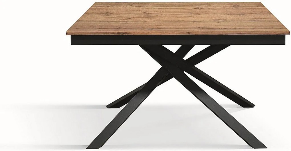 Stół drewniany, efekt dębu, antracytowa podstawa, wym.160x90-210x90cm - VOLPAIA