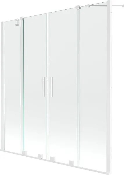 Mexen Velar Duo parawan nawannowy 2-skrzydłowy rozsuwany 150 x 150 cm, transparent, biały - 896-150-000-02-20