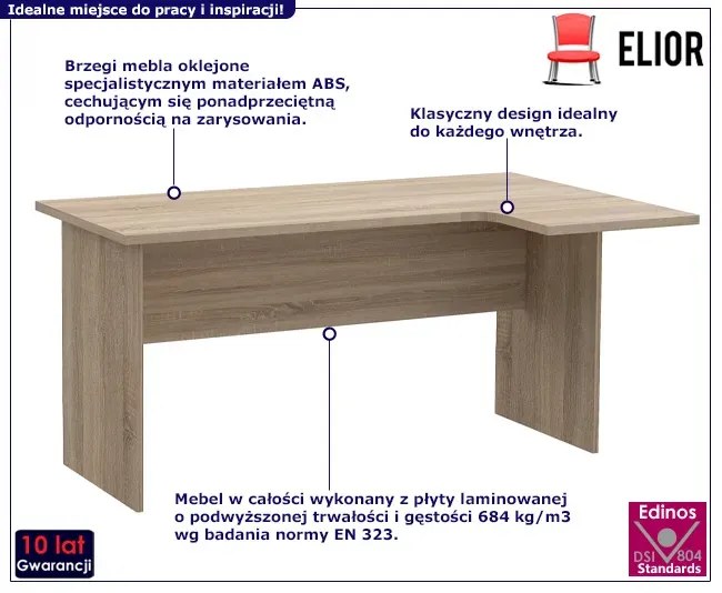 Skandynawskie duże biurko narożne dąb sonoma Agos 5X