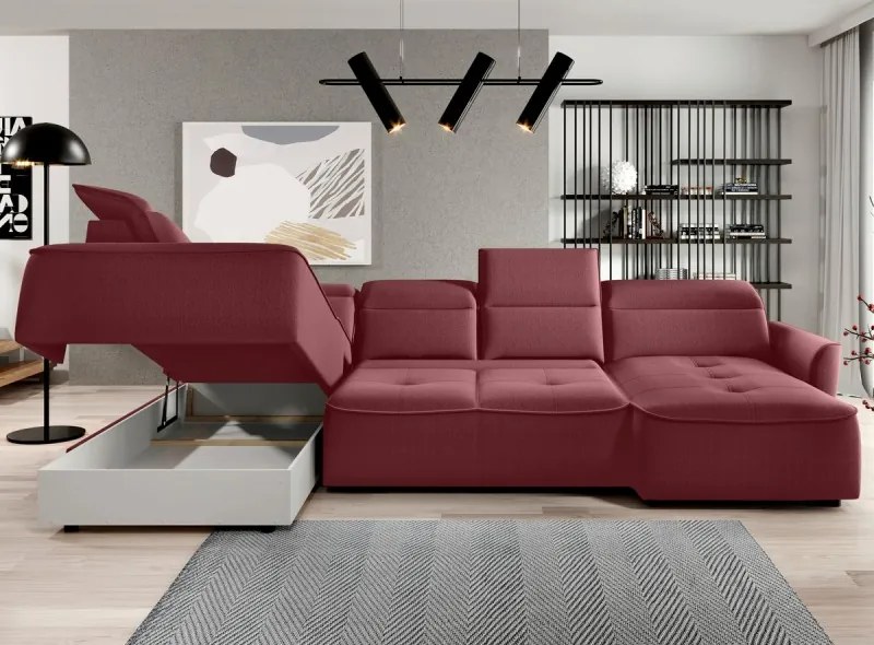 Narożnik MURILLO XL z elektryczną regulacją siedziska Lewostronny w tkaninie VOUGE 07 WERSAL