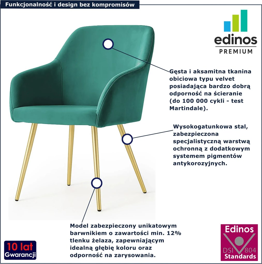 Zestaw 6 zielonych krzeseł w stylu glamour G0-L80