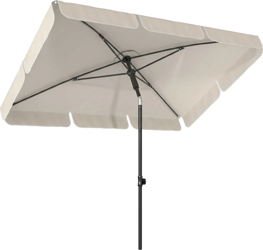 Outsunny Parasol 183 x 122 cm, wodoodporny balkonowy parasol z 3-stopniową regulacją i 8 ramionami, beżowy | Aosom PL