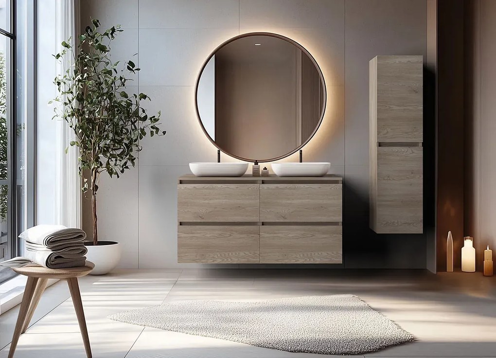 3 częściowy komplet mebli łazienkowych ciemny dąb H8-G24