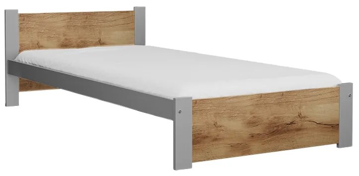 Łóżko IKAROS 90 x 200 cm, dąb artisan/szary Stelaż: Ze stelażem listwowym rolowanym elastycznym, Materac: Materac Sommera