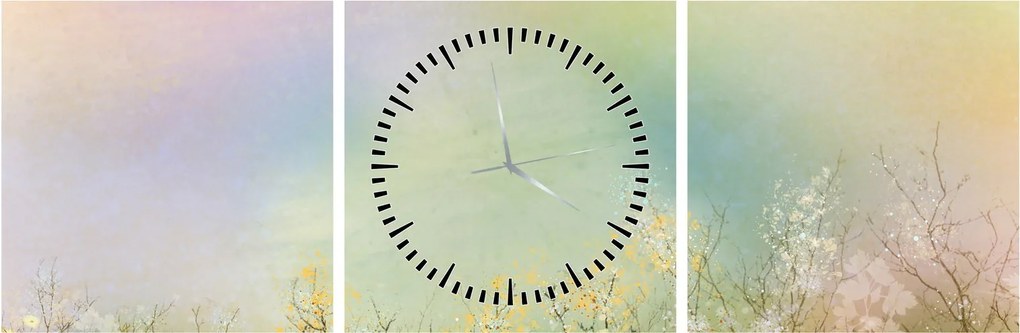 Obraz - Malowana łąka 2 (z zegarem) (90x30 cm)