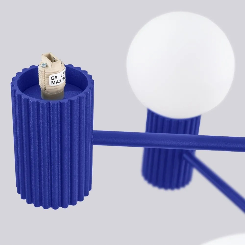 Niebieska lampa wisząca ze szklanym kloszem Orbital – Sollux