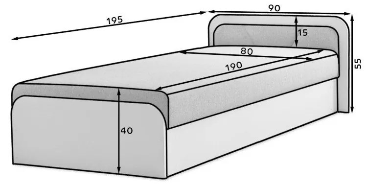Tapicerowane/z płyty wiórowej łóżko jednoosobowe ze schowkiem z materacem 80x190 cm w kolorze ochry/brązowe Parys – ELTAP