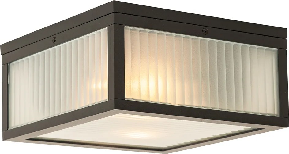 Inteligentna lampa sufitowa zewnętrzna czarna z żebrowanym szkłem z WiFi A60 - Charlois