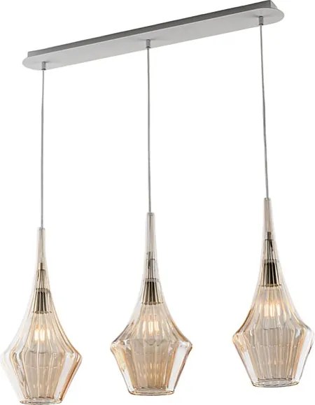 Szyna żelazna Zeus z bursztynowym szkłem pyreksowym, 3 światła, dł. 75 x 10, BL270-BIN3-AM