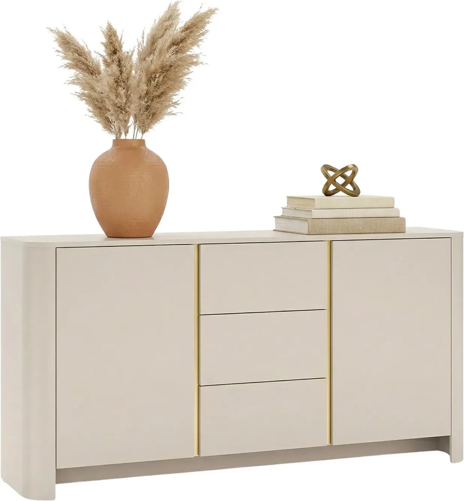 Kaszmirowa długa komoda z 3 szufladami M3-P98