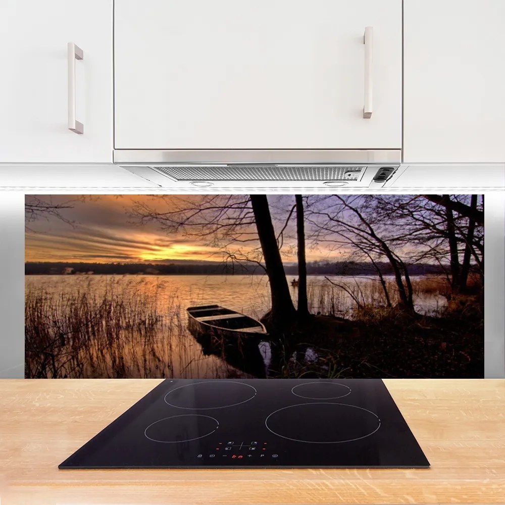 Dekor Szklany do Kuchni Samotna Łódź Pod Żaglami