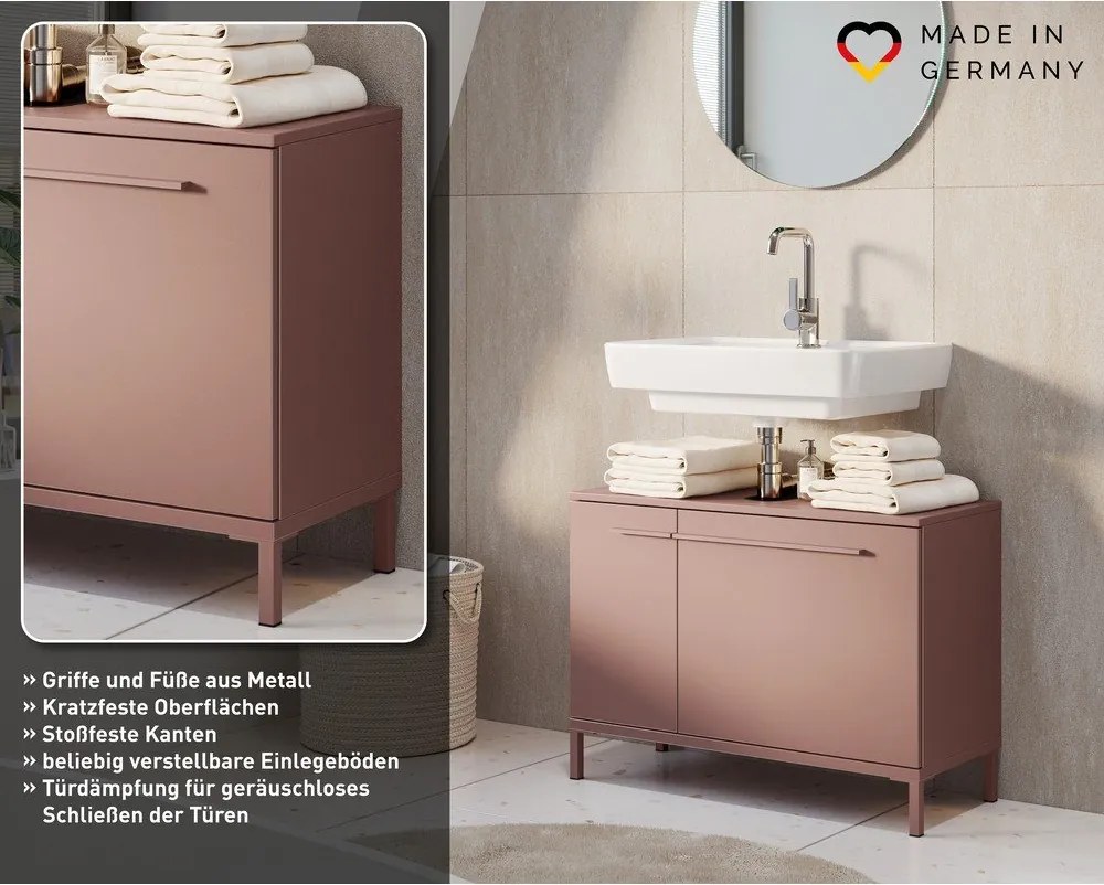 Brązowa szafka pod umywalkę z matowym wykończeniem 80x59 cm Laurino – Germania