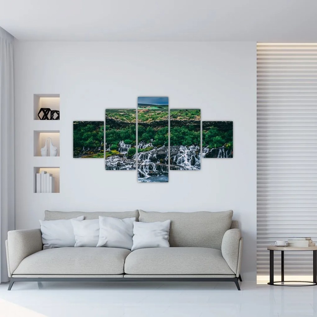 Obraz wodospadów w przyrodzie (125x70 cm)