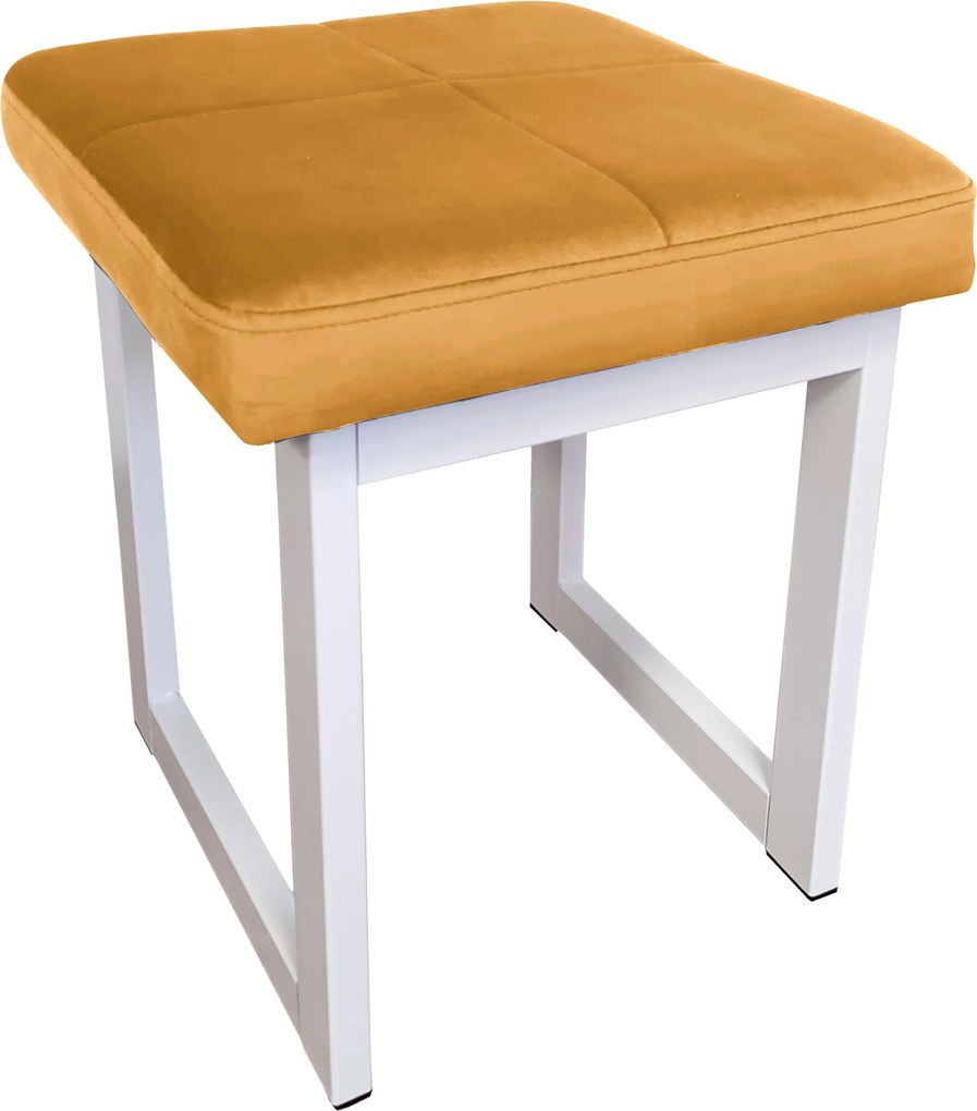 Taboret SOLID tkanina Welur stelaż metalowy STOŁEK LOFT : Kolor Stelaża - Biały, Kolor tkaniny - VELVET - MG15, Typ tkaniny - Velvet, Wysokość - 45 cm