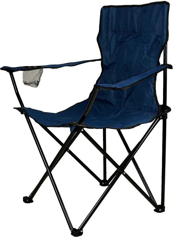 Turystyczne krzesło składane niebieskie z miejscem na napoje