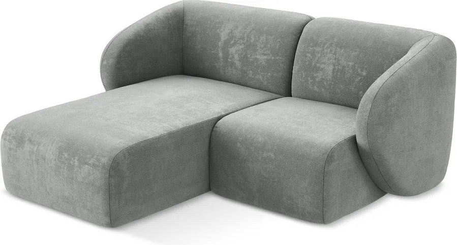 Szary narożnik z tkaniny szenilowej (lewostronny/z szezlongiem) Lani – Makamii