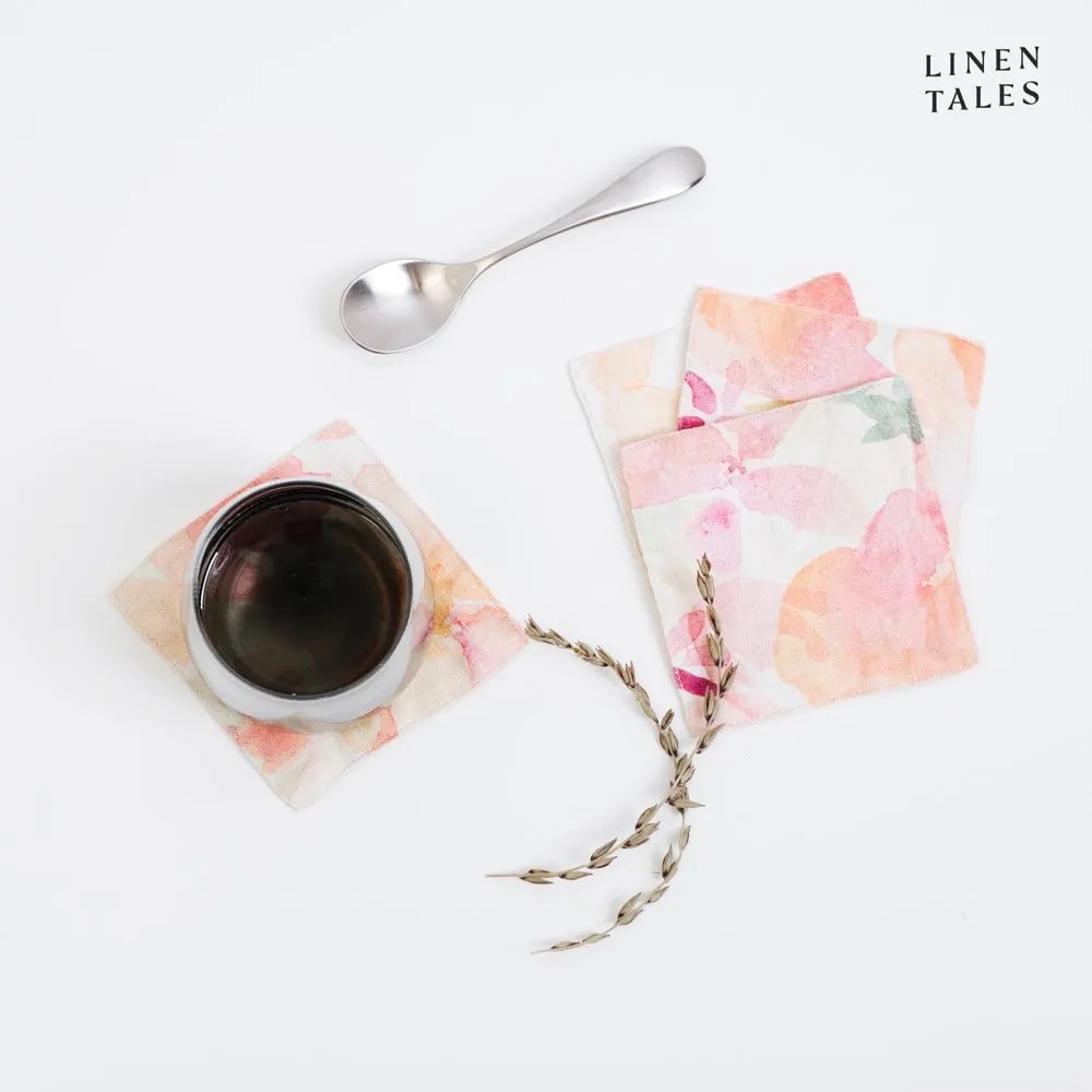Różowe tekstylne podkładki zestaw 4 szt. – Linen Tales