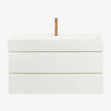 Zestaw Wiszących Mebli Łazienkowych Z Drewna I Forniru Jesionowego Zintegrowany Z - Sklum