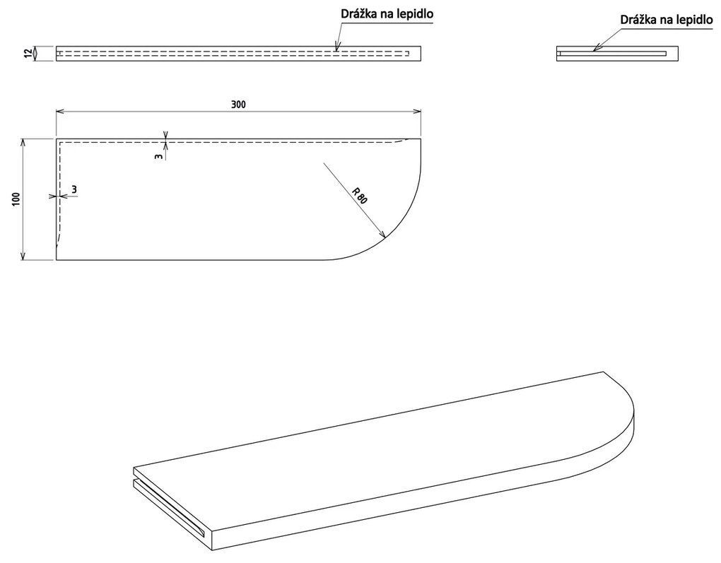 SAPHO AE300-0101 Abeline Półka narożna rockstone 30 x 10 cm, mimośrodowa, biały mat