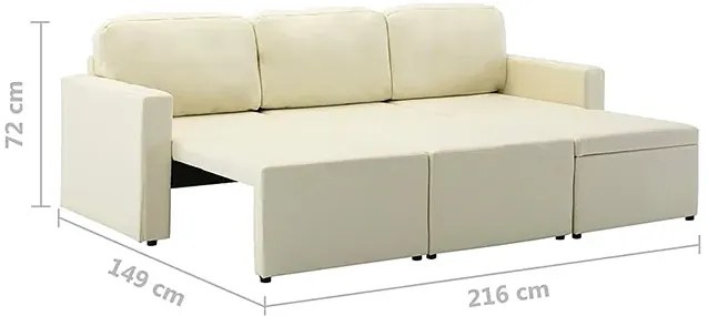 Rozkładana sofa modułowa jasnokremowa - Odi 4Q