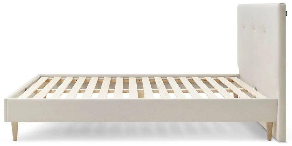 Beżowe tapicerowane łóżko dwuosobowe ze stelażem 180x200 cm Tory – Bobochic Paris