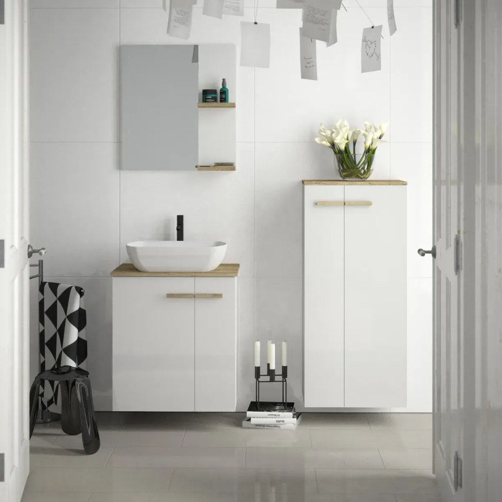 Szafka pod umywalkę L-WOOD 79 cm biały połysk KROFAM