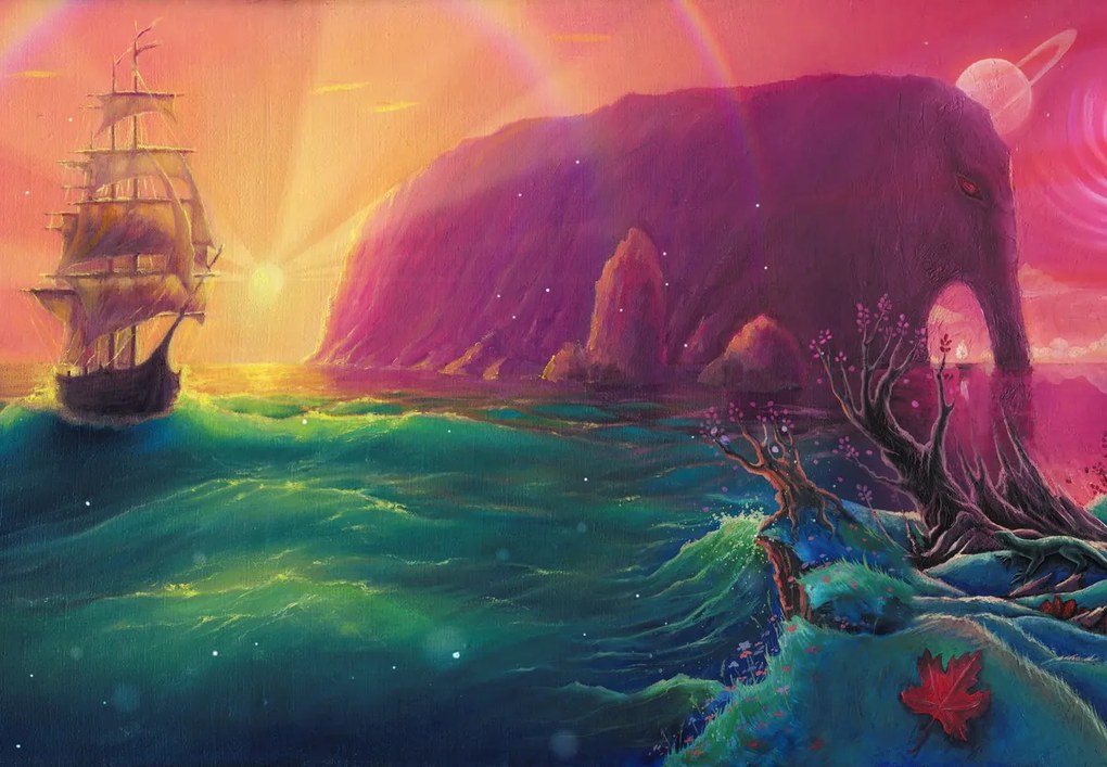 Fototapeta - Obraz olejny, Podróż do fantastycznej krainy (196x136 cm)