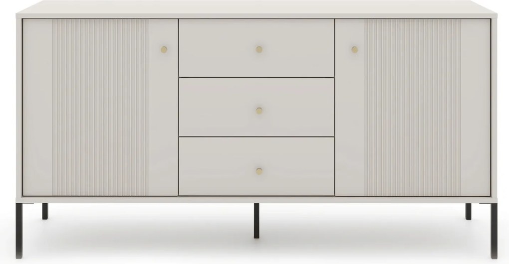 Komoda do Salonu Sypialni SOFT 154 cm Kaszmir Ryflowana Dwudrzwiowa z Szufladami Nowoczesna