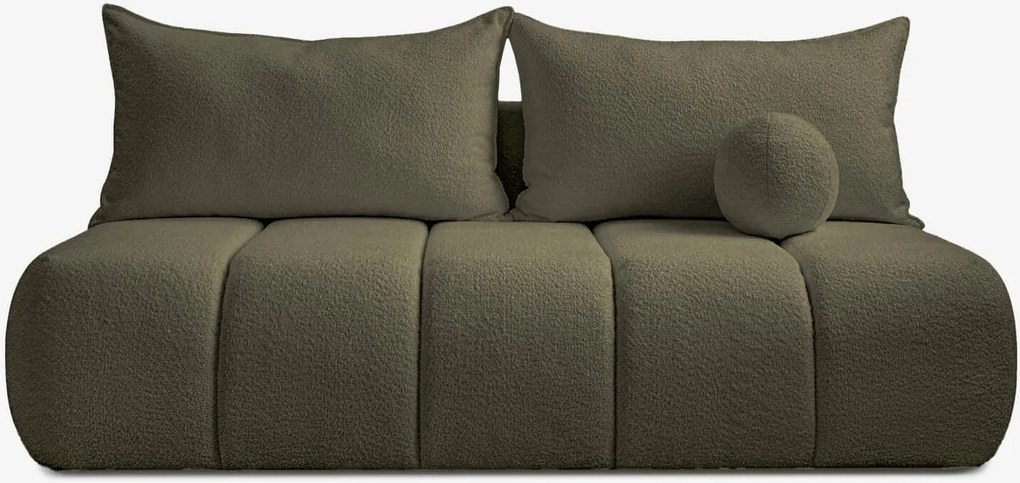 Sofa z Funkcją Spania SARIA Oliwkowa Boucle Nowoczesna
