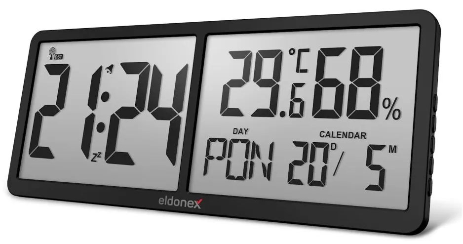 ELDONEX ECL-1110-BK - Cyfrowy zegar ścienny TimeCheck 4xAA czarny