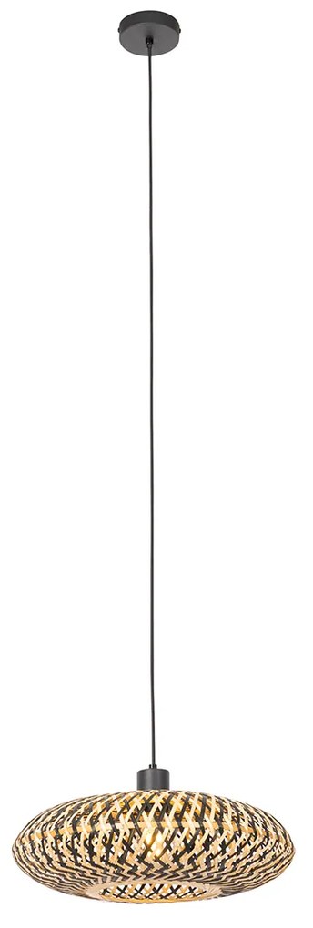 Orientalna lampa wisząca czarna z bambusa 40 cm - OstravaKolonialny Oswietlenie wewnetrzne
