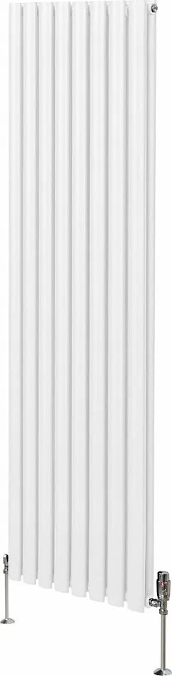 Grzejnik kolumnowy owalny i zawory - 1800 mm x 480 mm - biały