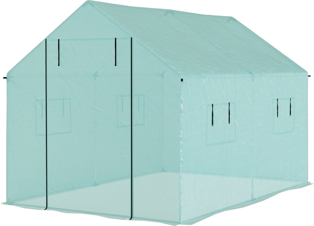 Outsunny Szklarnia Foliowa 2x3x2m Odporna na Wiatr z Oknem Drzwiami na Rolce Ochrona UV Zielona | Aosom PL