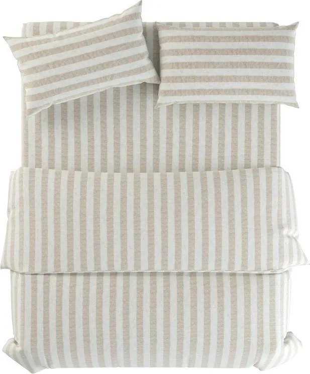 Jasnoszaro-kremowa lniana pościel dwuosobowa 200x200 cm Natural Stripes – Native Natural