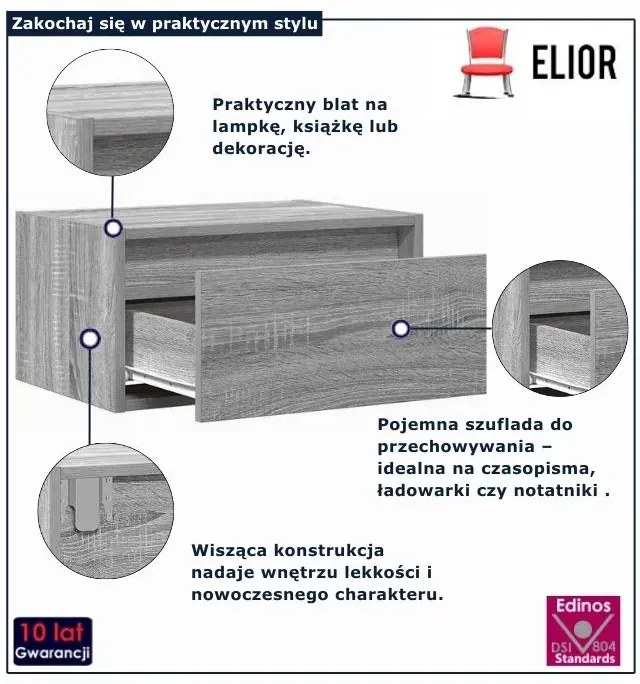 Szafka nocna szary dąb sonoma M1-E95