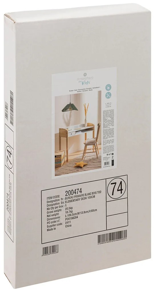 Biurko dziecięce w skandynawskim stylu, nogi z drewna z recyklingu, 100 x 52 x 85 cm