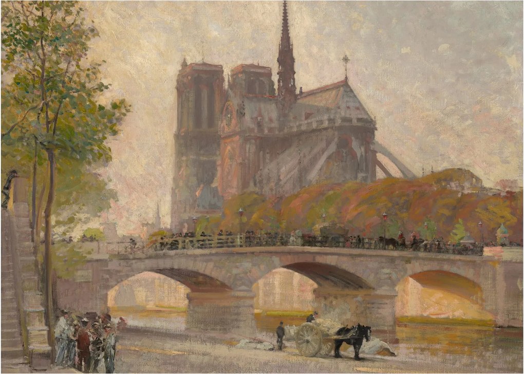 Obraz na szkle - Robert William Vonnoh, Notre Dame de Paris, reprodukcje (70x50 cm)