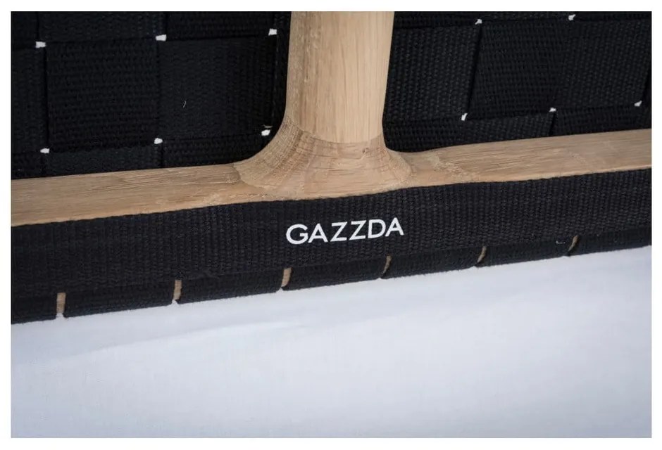 Czarne/naturalne łóżko dwuosobowe z litego drewna dębowego 180x200 cm Fawn – Gazzda