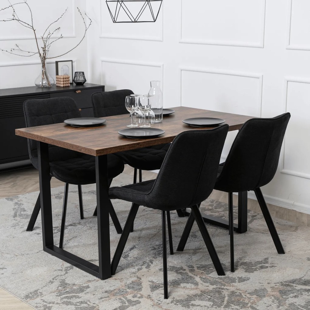 Krzesło Tapicerowane do Salonu RICK 2 Czarne Nowoczesne Loft