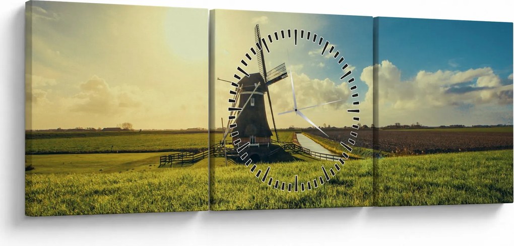 Obraz - Wiatrak (z zegarem) (90x30 cm)