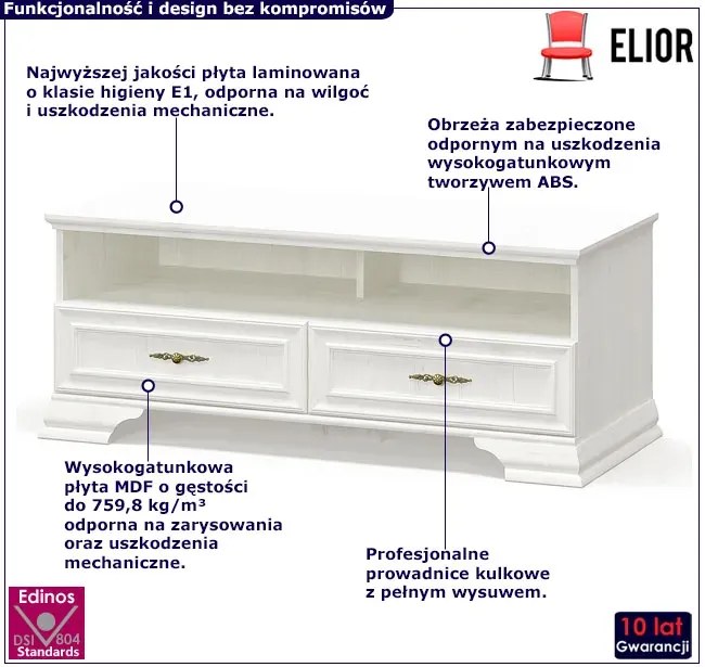 Biała klasyczna szafka RTV E7-W75
