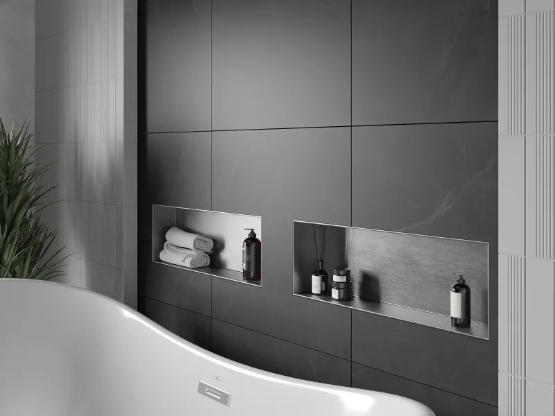 Mexen X-Wall-NR półka wnękowa bez kołnierza 60 x 20 cm, inox - 1911602010